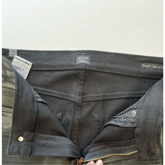 Citizens of Humanity Rocket High Rise Skinny Black Leatherette Jeans Size 31 - Picture 7 of 14